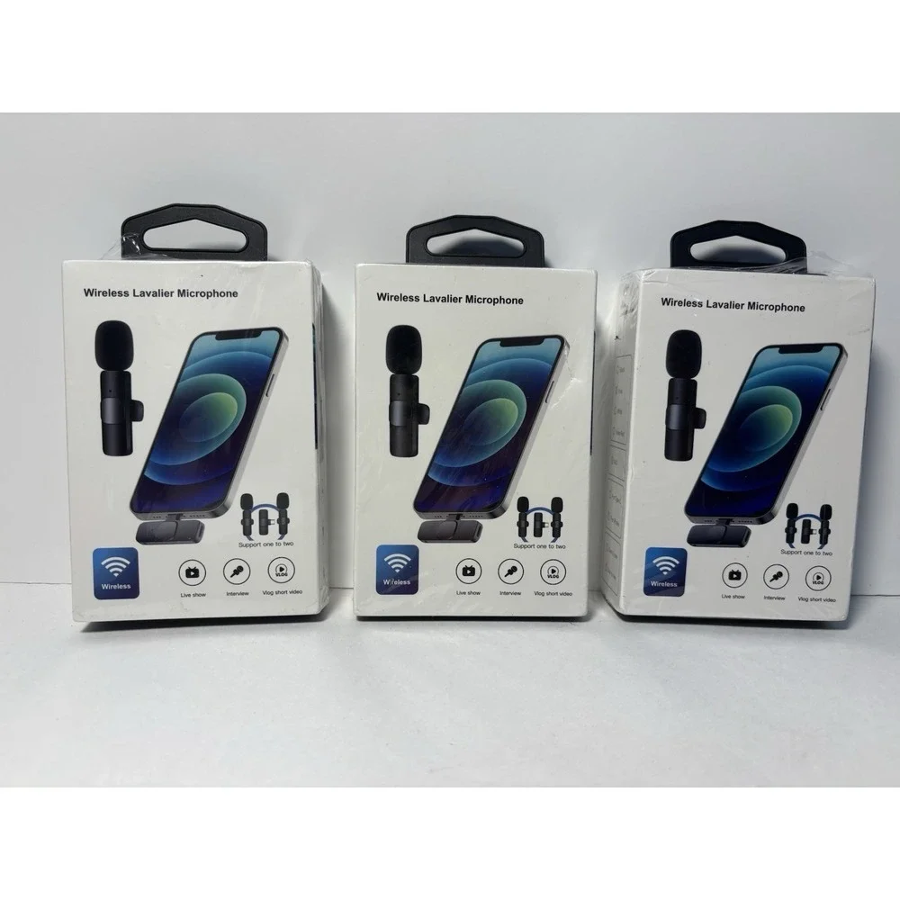 Lot of 3 Wireless Lavalier Microphones Mixed Type-C iPhone 1-to-1 1-to-2